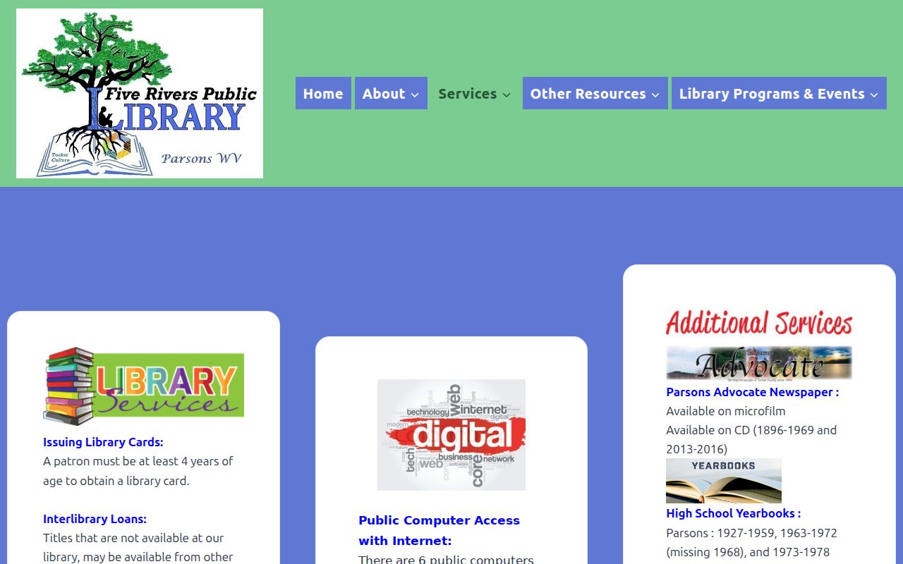 Tucker County former owner research resources at Five Rivers Public Library