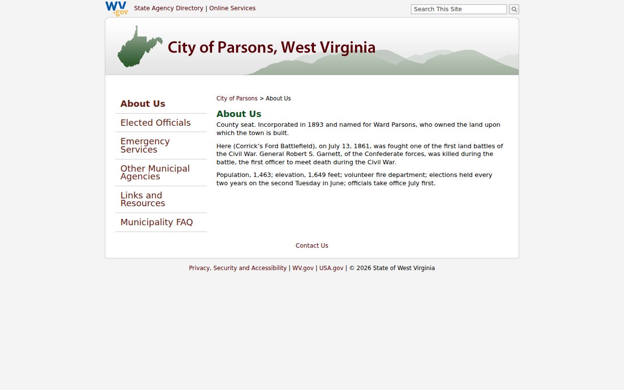Parsons property records context in the official city profile