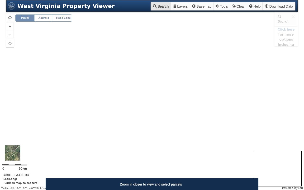 Tucker County property records map in the WV Property Viewer